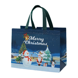 Sacs cadeaux de Noël pliables multifonctionnels en polyester non tissé avec poignées pour l'emballage et les fournitures de fête - Product Image 6