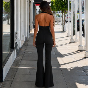 Mono de punto transpirable con cuello halter de color liso y corte regular estilo streetwear atrevido para mujer - Product Image 5