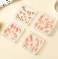 Boîte à ongles carrée transparente haut de gamme recyclable en gros d'usine, boîte de rangement et de présentation pour faux ongles, emballage pour feuilles d'ongles et bijoux