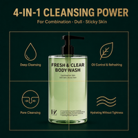 Gel Douche Rafraîchissant 500ml à l'Extrait de Pêche Hydratant Nettoyant en Profondeur Contrôle du Sébum Marque Privée OEM Vente en Gros