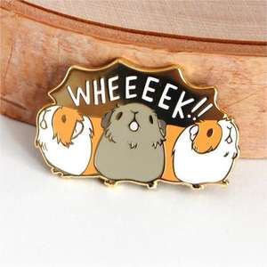 Forma de logotipo hecha a medida sin esmalte duro mínimo chapado en oro de metal fresa corredor conejillo de indias conejillos de indias insignias para regalo - Product Image 6