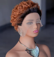 Perruques Courtes Bouclées Afro Pixie Cut en Dentelle pour Femmes Noires, Perruque en Cheveux Humains avec Dentelle Frontale 13x1 et Partie en T, Vente en Gros