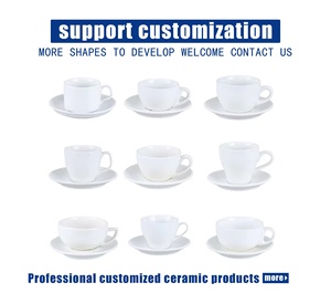 Набор керамических чашек большого размера в японском винтажном стиле с блюдцем - Product Image 5