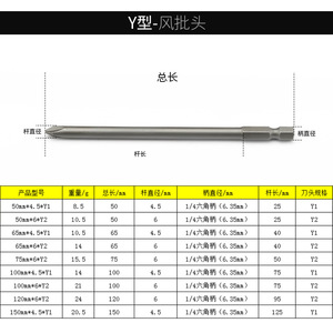 ดอกไขควงลมชนิด Y ขนาด 6 มม. 1 4 นิ้ว เหล็ก S2 แม่เหล็กทรงไม่สม่ำเสมอสำหรับเครื่องมือลม - Product Image 2