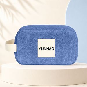 Custom Logo Terry Cloth Cosmetic <b>Bag</b> Soft Zipper Makeup <b>Pouch</b> Portable Travel Toiletry Organizer <b>for</b> <b>Women</b> Wholesale - Product Image 1