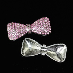 新品フルダイヤモンドメタルピンクスライバーボウデコレーションチャームジャンク携帯電話ケースカーアクセサリー靴バックルDIY工芸品 - Product Image 4