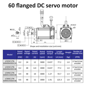 Lichuan LowVoltage 24/48V 6/10/12/15A 3000RPM 0.637/1.27/1.91N.m 200W/400W/600W DC ServoMotor kontrol <span class=keywords><strong>Servo</strong></span> Motor sürücüleri kiti - Product Image 5