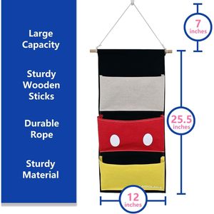 Hanging Organizer 3 Pocket Canvas Wall Mounted <b>Storage</b> For Cabin Door Behind Door Use - Product Image 3