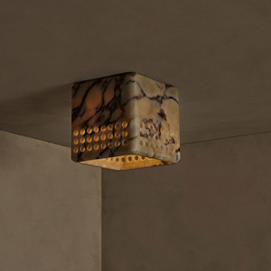 Plafonnier carré en marbre naturel, LED, commande par interrupteur filaire, pour villa, hôtel, couloir, entrée - Product Image 1