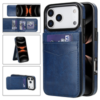 Étui de protection élégant en cuir PU avec porte-cartes arrière, fonction béquille et protection anti-chute pour iPhone 17/18 Pro Max