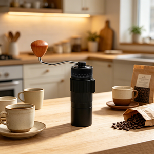 Macinacaffè Portatile a Manovella con Manico in Legno Staccabile, 50 Impostazioni di Macinatura Regolabili, Macina Caffè Portatile con Macine Coniche - Product Image 3