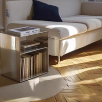 Table basse en acier inoxydable de style mid-century, design artistique, pour la maison, table d'appoint de salon, table de chevet en métal