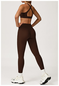Fille <span class=keywords><strong>Sport</strong></span> <span class=keywords><strong>Pas</strong></span> <span class=keywords><strong>Cher</strong></span> Logo Personnalisé Unique Actif Modeste Vietnam Gym Wear Femmes Ensembles Avec Leggings Taille Haute - Product Image 4