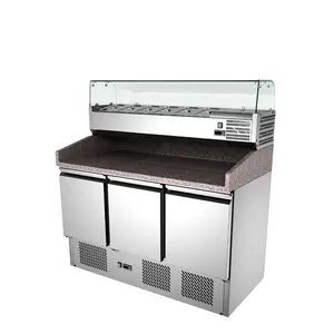 Approvazione Del CE di Alta Qualità Piano In Marmo Refrigerato Pizza Pre Tavolo di Lavoro