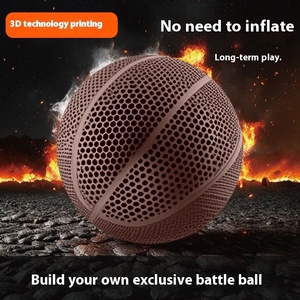 Kuer Modelo Creativo Impreso en 3D, Balón de <span class=keywords><strong>Baloncesto</strong></span> Tamaño 6, Silencioso, Regalo para Novio, Adornos, Cubierta de PU, No Inflable, Sin Aire - Product Image 2