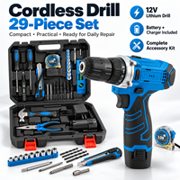 Kit combiné perceuse sans fil 12V OEM 29 pièces, ensemble d'outils manuels multifonctionnels avec mallette pour l'entretien et le bricolage (fabricant)