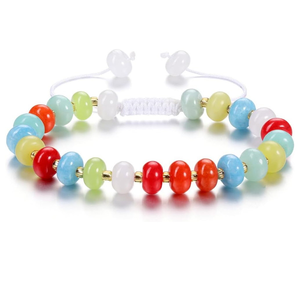 Wholesale Candy Color Gradient Crackle <b>Beads</b> <b>Bracelet</b> Adjustable Multicolor Glass Crystal Beaded <b>Bracelet</b> for Women Jewelry Gift - Product Image 1