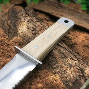 High Quality Stainless Steel Balde Wood Handle Planting Gardening Tool Japanese Hori Hori Garden Digging Knife