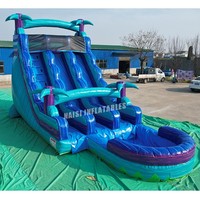 Toboggan aquatique gonflable double piste durable pour usage commercial avec piscine amovible pour entreprises de location