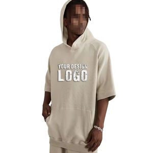 Sweat-shirts pour hommes à manches courtes, épaules tombantes, surdimensionnés, logo personnalisé, décontractés, sport, manches courtes, sweat-shirts pour hommes - Product Image 6