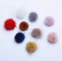 4cm 5cm boules de fourrure de vison pompons pour anneau porte-clés chaussures chapeaux moelleux Pom Pom bricolage artisanat accessoires