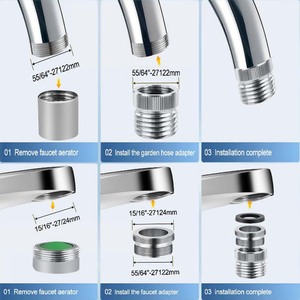 Ensemble d'adaptateurs <span class=keywords><strong>de</strong></span> tuyau <span class=keywords><strong>de</strong></span> robinet adaptateur <span class=keywords><strong>de</strong></span> tuyau d'arrosage avec aérateur filetage 3/4 "GHT pour cuisine et <span class=keywords><strong>salle</strong></span> <span class=keywords><strong>de</strong></span> <span class=keywords><strong>bain</strong></span>, fixation <span class=keywords><strong>de</strong></span> tuyau à l'évier - Product Image 3