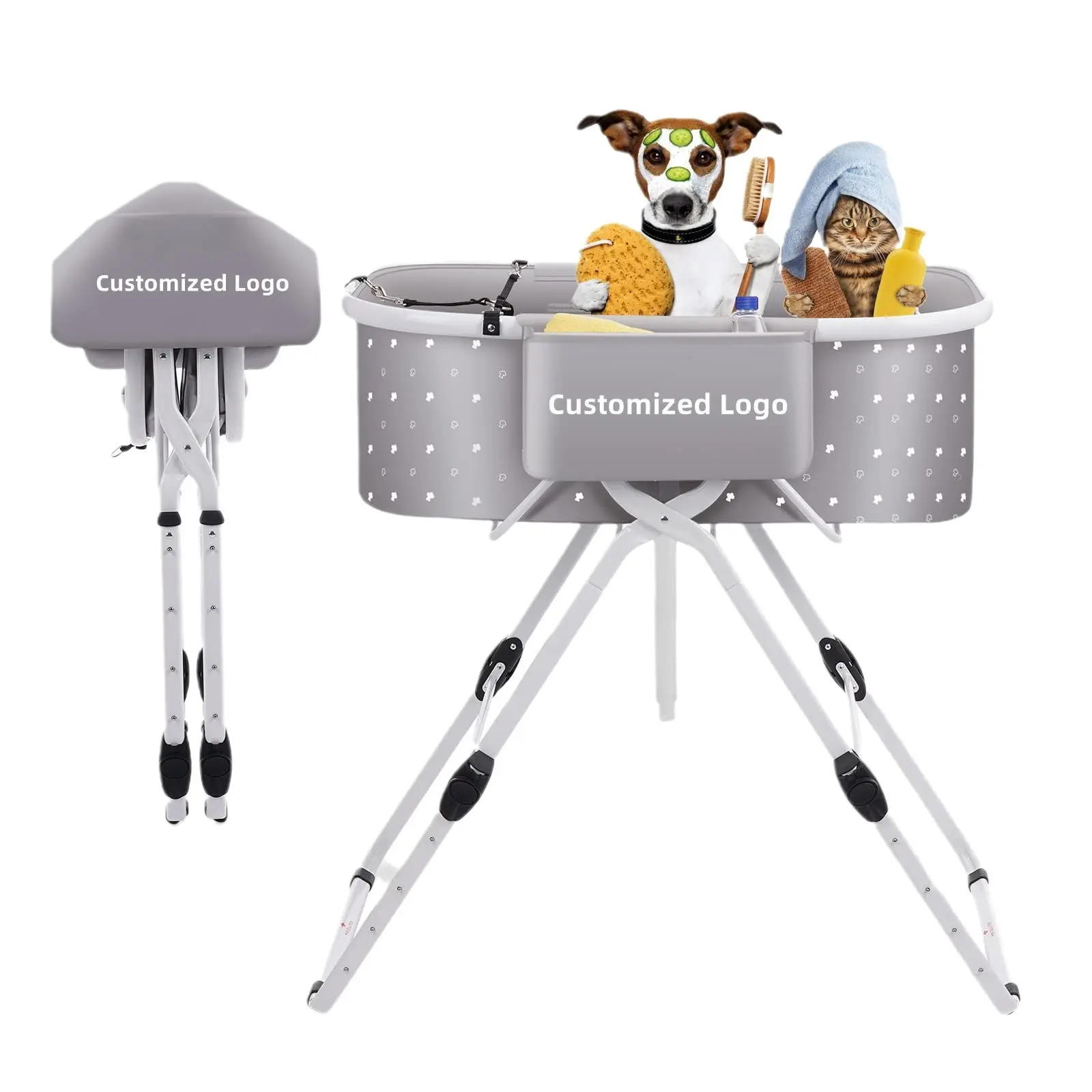 Custom logo Foldable Pet Bathtub ABS Plastic Dog Commercial Shower Spa Bathtub Adjustable Cat Shower Washing Table
