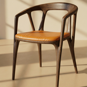 Chaise de salle à manger de style italien moderne, structure en bois massif, dossier et accoudoirs rembourrés en tissu doux, mobilier contemporain PISANO - Product Image 1