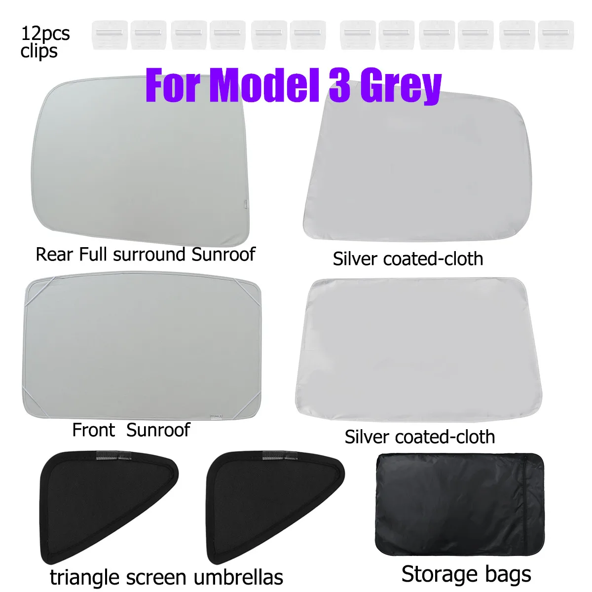 6PCS Modelo 3 Gris