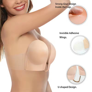 Soutien-gorge invisible sans bretelles pour femmes, respirant, en silicone non tissé adhésif, avec décolleté en U et <span class=keywords><strong>cache</strong></span>-<span class=keywords><strong>tétons</strong></span> en silicone - Product Image 3