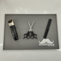 Tapis de Barbier Personnalisé en PVC Tendance, Motifs Animaux, Écologique, Caoutchouc Souple Noir 45x20cm pour Salon de Coiffure, Rangement d'Outils/Tapis pour Tondeuses