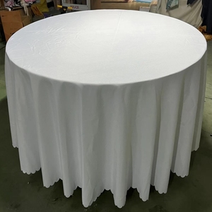 Commercio all'ingrosso della fabbrica 190 GSM poliestere Premium di qualità 120 pollici bianco avorio smerlato bordo rotondo tovaglia <span class=keywords><strong>per</strong></span> il matrimonio - Product Image 3