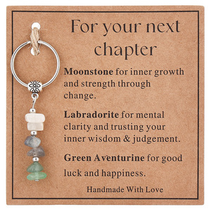 Porte-clés en pierre naturelle, cadeau pour les nouveaux départs, petits porte-clés en pierres de guérison pour soulager l'anxiété, breloques pour sac à main, cadeau - Product Image 1