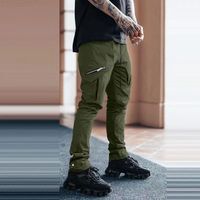 Pantalons cargo slim pour homme 2026, avec plusieurs poches, logo privé, fermeture éclair longue, pantalons empilés