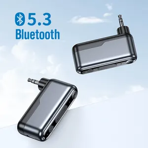 Adaptor mobil Bluetooth 5.3 penerima Audio nirkabel untuk musik/panggilan bebas genggam adaptor AUX 3.5mm untuk mobil/Stereo rumah/headphone