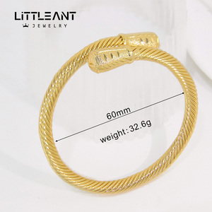 Khuyến mãi Trung Đông: Lắc tay vàng 21K mạ vàng đơn giản, có thể điều chỉnh, chất liệu đồng thau, thiết kế Dubai, dành cho nữ - Product Image 3