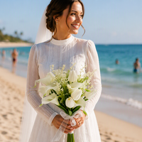 Bouquet de mariée artificiel blanc, bouquet de fleurs artificielles à tenir en main avec lys calla et tulipes pour cérémonie de mariage et séance photo
