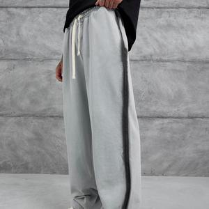 Quần jogger nam ống rộng, chất liệu cotton 100%, hiệu ứng làm cũ, phong cách đường phố, thoáng khí, có dây rút, in logo tùy chỉnh - Product Image 5