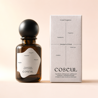 Boîte en carton personnalisée pour parfum, gris clair, papier grainé, impression diagramme quadrant, échantillon d'emballage de marque Serif, OEM