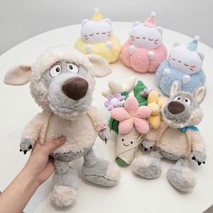 Peluche de Lobo Kawaii Personalizado, Peluches de Animales, Peluche de <span class=keywords><strong>Perro</strong></span>, Gato, Ramo de Flores, Sombrero de Fiesta, Peluche Suave, Regalo para Niños, OEM, ODM - Product Image 1