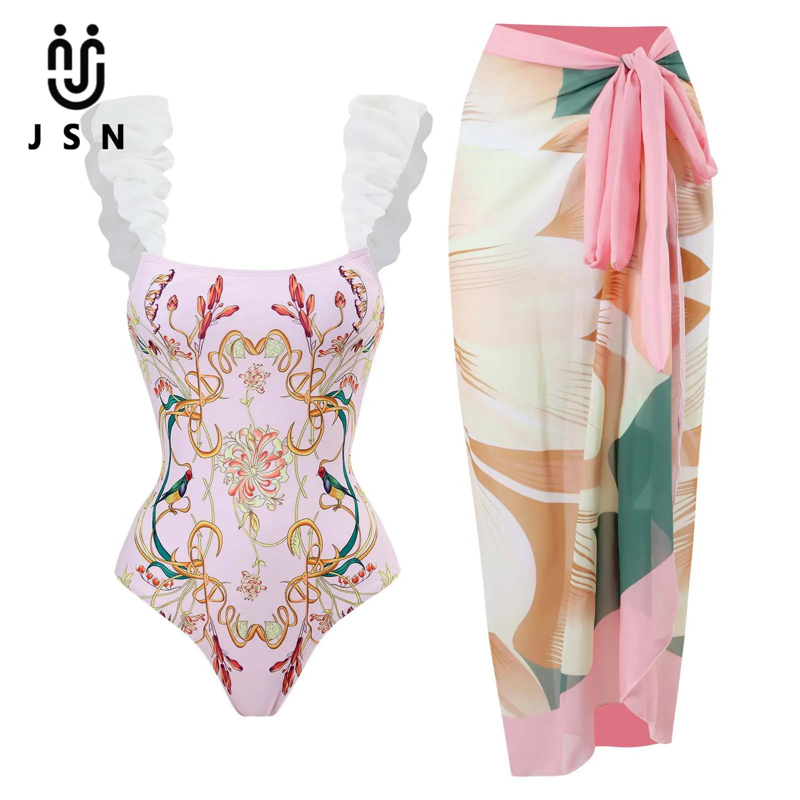 JSN French retro flying one piece swimsuit trajes de bano para mujeres womens swimwear beachwear