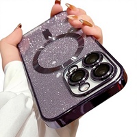 Coque de téléphone magnétique électroplaquée à paillettes pour 16E/15 Pro Max/14P/17 avec protection d'appareil photo – Pack complet