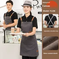 Tablier de cuisine personnalisé avec logo, imperméable, résistant à l'huile, en toile de coton, pour femmes, hommes, serveurs, professionnels de la beauté, du coiffage et du restauration