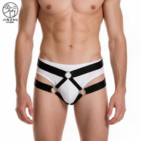 JINZHU Harnais de sous-vêtements découpé multicolore pour hommes adultes, sexy, érotique, exotique, costume intime, contrôle moyen standard