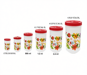 Food Organizer <b>Containers</b> Set 500ml/800ml/1.2L/1.8L/2.4L Plastic Printing Stackable with Flip Top Lids for <b>Kitchen</b> <b>Storage</b> - Product Image 1