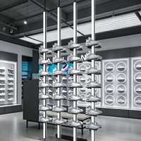 Étagères d'affichage pour magasin de chaussures, éclairées par LED, pour magasin de vêtements pour hommes, armoire d'affichage autoportante, étagères éclairées par LED, cintres métalliques