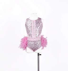 Nuovissimo Abito da Ballo Latino con Piume e Paillettes Brillanti per Spettacolo Costume da Danza Samba e Balletto per Ragazze - Product Image 5