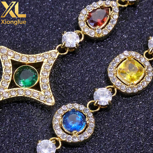 New Arrival Stainless Steel Colored Zircon 18K Gold Plated Hip Hop Jewelry Geometry Fashion Chain Link Bracelets - Product Image 4