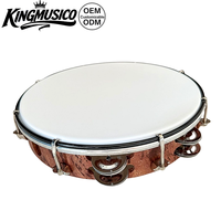 Tambourin en bois réglable de 10 pouces en gros |   Instrument de percussion à main en bois pour l'éducation musicale et les performances