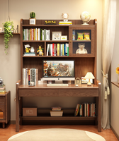 Bureau d'étude en bois massif avec huche et armoire à porte vitrée, bureau d'écriture ergonomique réglable en hauteur pour enfants, vente en gros pour chambre à coucher